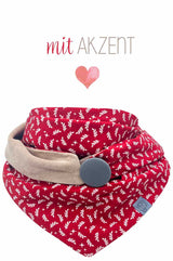 Halstuch für Damen in wundervollem Rot und Beige, Trendfarben, mit tollem Akzent, stylisches Accessoire für alle Jahreszeiten, made with love by wishproject in Thüringen