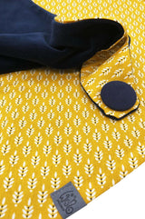 Dreieckstuch | Gelb & Blau - Detail von Halstuch Damen aus 100% Baumwolle mit Nicky gefüttert, weich, wärmend, windbreaker, stylischer outdoor chic, handmade by wishproject, made with love, sustainable