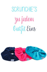 Scrunchie Set | NICKY | Pink & blue - Set mit 3 Scrunchie haargummis , Haarschonend, für tolle, individuelle Frisuren, perfektes Styling, waschbar