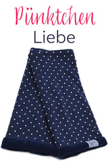 stulpen für die arme aus Baumwolljersey blau mit kleinen weißen punkten gefüttert mit blauem niki