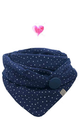 Dreieckstuch damen musselin blau mit weißen Punkten. gemütlich, wärmend, stylisch, schön