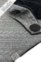 Strick-Dreieckstuch in Grau mit schwarzer Innenseite, zeitloses, warmes Winteraccessoire
