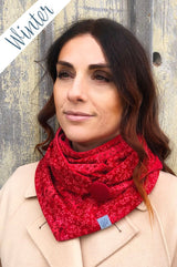 Halstuch Damen rot mit Blütenornament Muster fair wear Dreieckstuch Halstuch Damen Rot