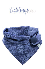 Halstuch Damen Dreieckstuch blau mit Ornamenten gefüttert mit Baumwollnicki, schick, schön und stylisch, made with love, fair wear, slow fashion