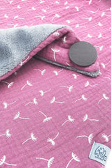 Detail von Winterschal, Wintertuch, Winter Loop rosa Musselin gefüttert mit grauem Microfaserplüsch