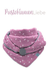 Dreieckstuch Pusteblumen Liebe rosa Musselintuch mit Pusteblumen Muster, handmade