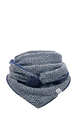 Halstuch damen für den winter kuschelig warm aus weichem baumwolljersey in blau mit dunkelblauem futter