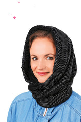 Kaouzenschal im polka style schwarz weiß