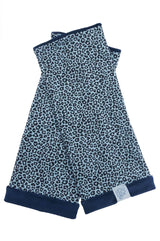 Pulswärmer armstulpen aus blauem jersey mit kleinem leo print blau