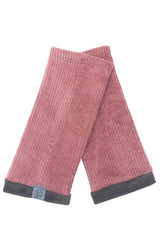 Altrosa Armstulpen aus weichem , breitem Cord in altrosa mit grauem Futter Marke wishproject