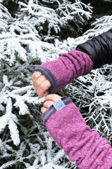 armstulpen beere strick mit grauem niki als futter