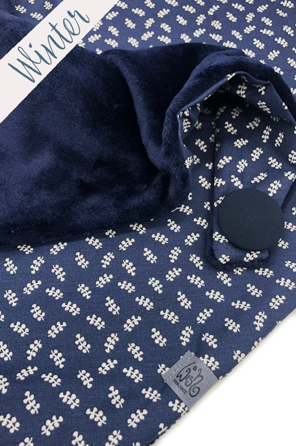 Blau Kuscheltuch wishproject Detail von Winter-Schal dunkelblau mit mit Knopf , warm, praktisch und ein schickes Accessoir