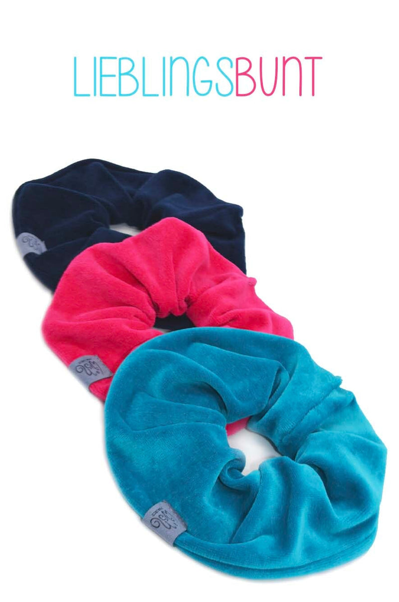 Scrunchie Set | NICKY | Pink & blue -  bezauberndes Scrunchie Set, bestehend aus 3 verschiedenen, großen Haargummis, nachhaltig, schön und super praktisch