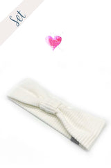Haarband / Stirnband für schöne warme Ohren im Herbst und Winter. aus weichem, winddichtem Cordjersey in cremwweiß
