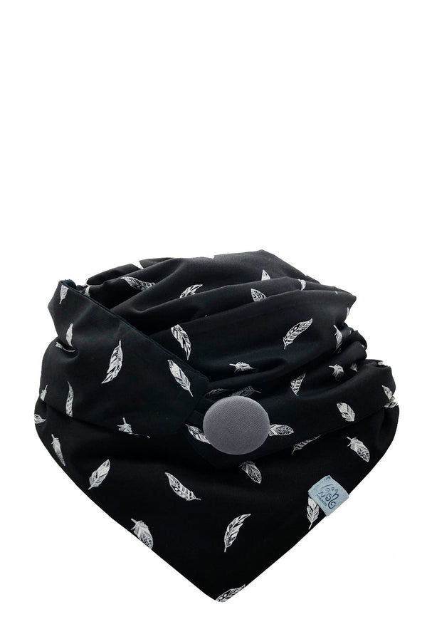 Halstuch Damen schwarz mit Federn 