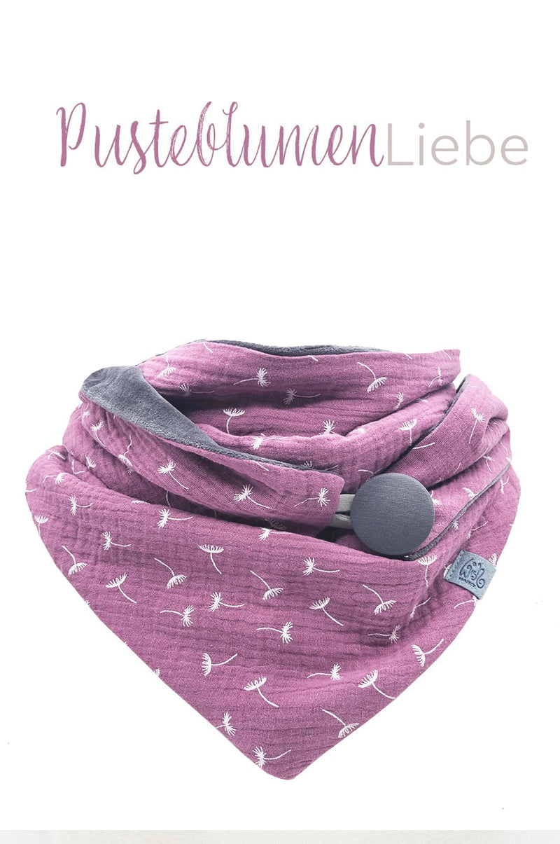Dreieckstuch Pusteblumen Liebe rosa Musselintuch mit Pusteblumen Muster, handmade
