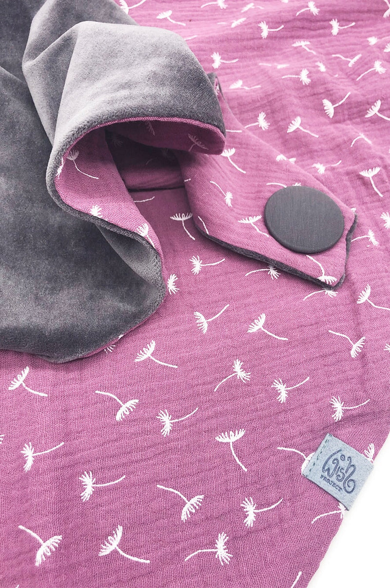 Detail von Winterschal, Wintertuch, Winter Loop rosa Musselin gefüttert mit grauem Baumwollnicki