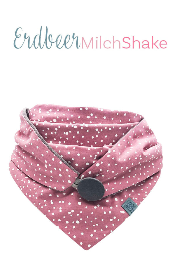 Halstuch Damen  rosa mit weißen Pünktchen , Rosa Halstuch mit grauem Futter, handmade with Love, fair wear, nachhaltig, made with Love, chick und stylisch, praktisch und warm