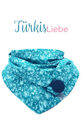 Detail von Dreieckstuch winter-Tuch Damen aus Baumwolle türkis mit Knopf , warm, stilvoll, chic