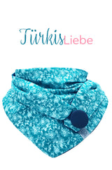 Detail von Dreieckstuch winter-Tuch Damen aus Baumwolle türkis mit Knopf , warm, stilvoll, chic