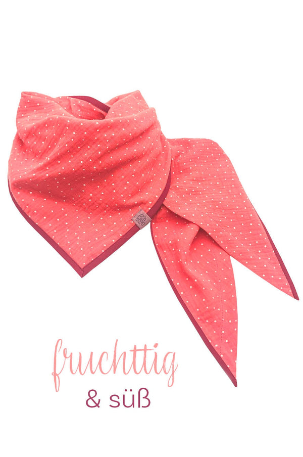 Sommertuch | Coral & Punkte | Musselin Sommertuch wishproject , fruchtig und süß, tolles Tuch für alle Jahreszeiten