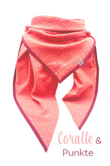 Sommertuch | Coral & Punkte | Musselin Sommertuch wishproject , Dreieckstuch mit weißen Pünktchen made with Love