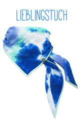Lieblingstuch Halstuch Damen Musselin-Tuch Batik blau , mintgrün und weiß