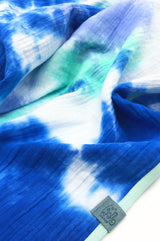 Detail von Halstuch Damen Musselin-Tuch Batik blau , mintgrün und weiß