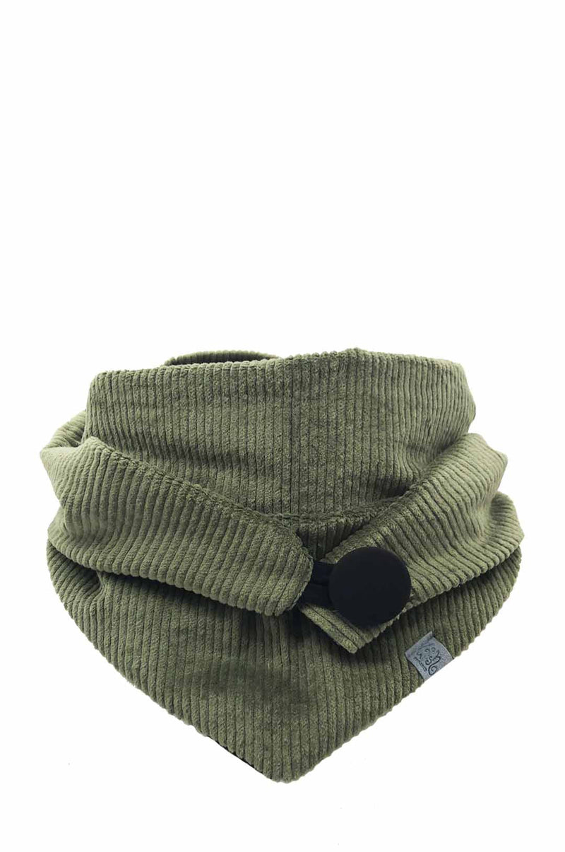 Dreieckstuch Damen oliv Cord mit schwarz 