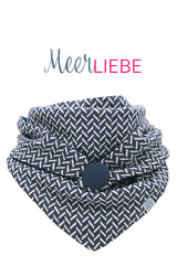 Halstuch Damen Blau Weiss MeerLiebe Ahoi Fischgrat Muster fair wear sustainable Dreieckstuch Damen mit Knopf , wie Loop nur Cool