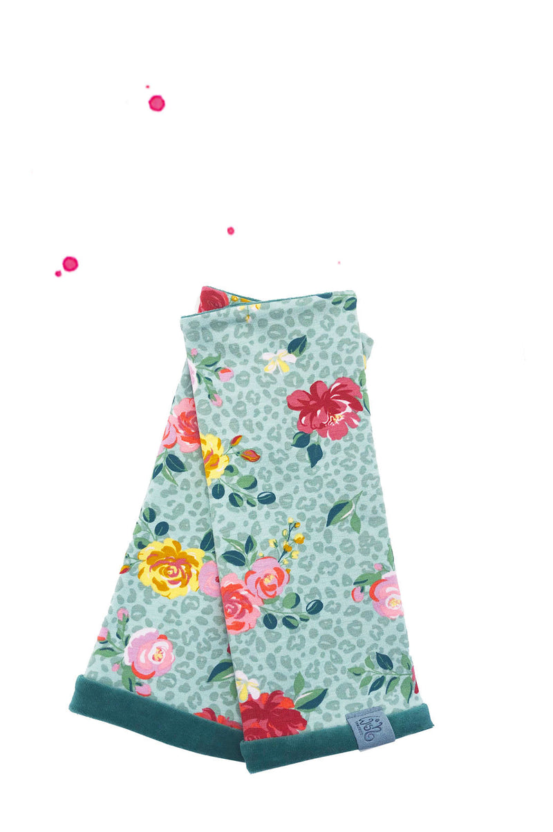 damen armstulpen leo animalprint grün mit rosen und blüten