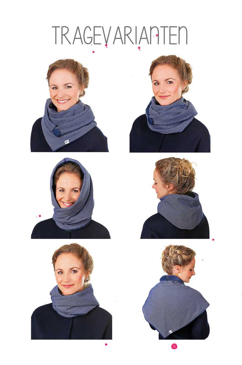 Tragevarianten halstuch damen blau 