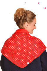 rotes Bolero Dreieckstuch mit weißen Punkten
