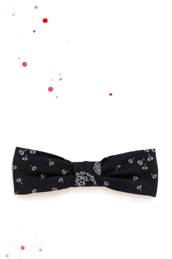 schwarzes haarband mit pusteblumenprint in weiß
